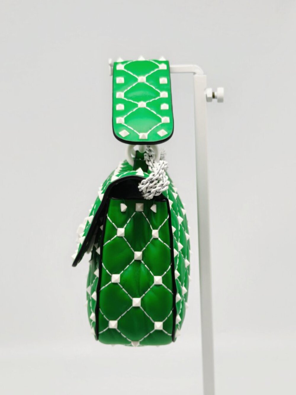 Valentino Garavani Green Roman Stud Shoulder Bag Leather Chain - Picture 5 of 15